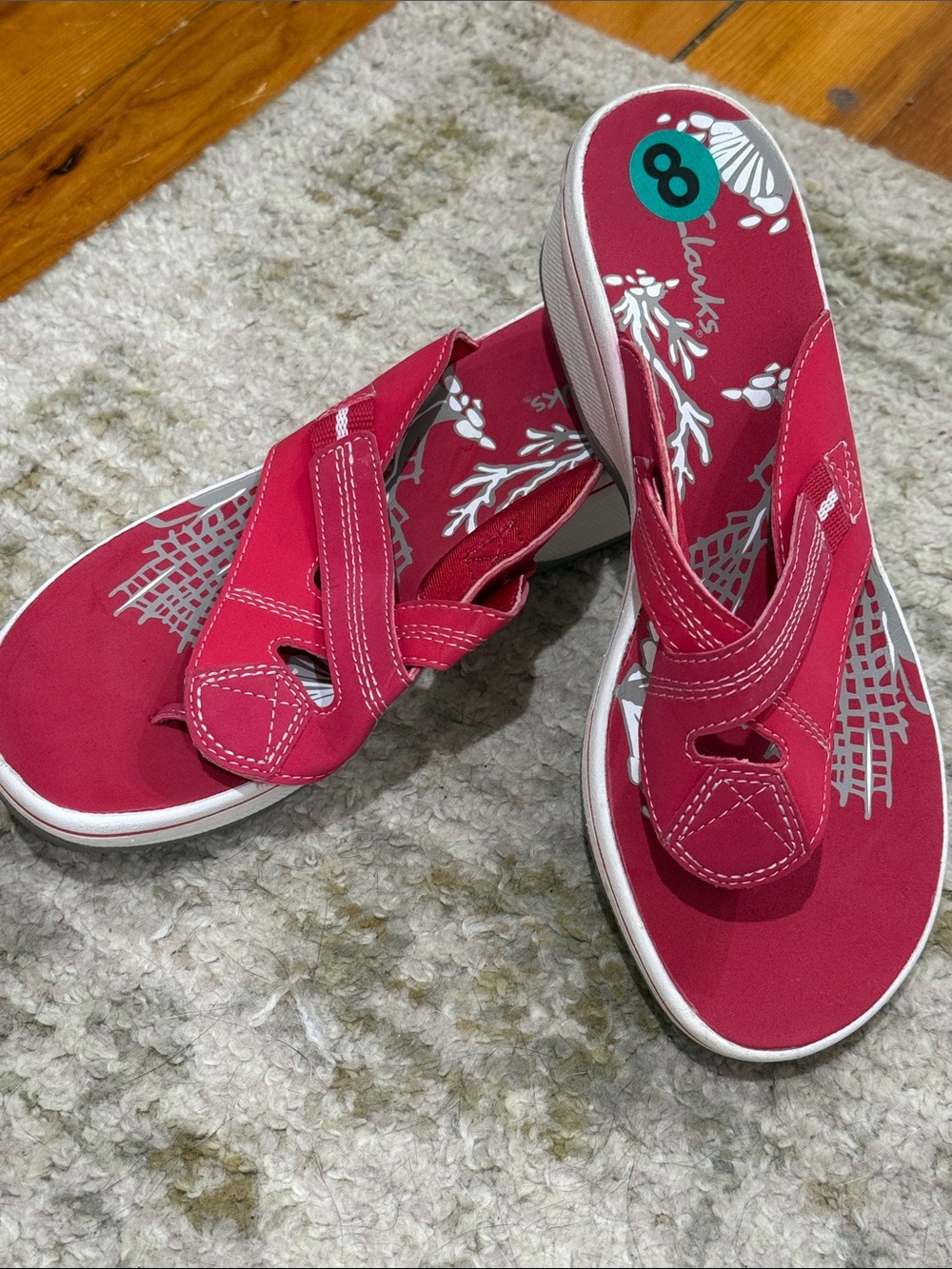 Clarks Women's Hot Pink Floral Slip-On Sandals